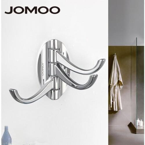JOMOO Wall Coat Rack Rotatable 3 Robe Hook for clothes Bathroom or kitchen Zinc Alloy Towel Hooks hangers Bathroom Accessories