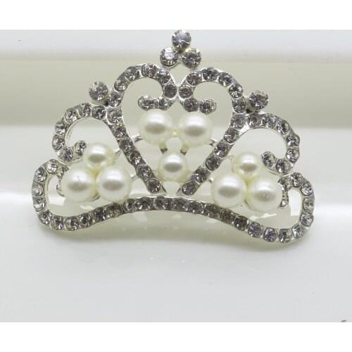 5pcs/lot Flatback Princess Crown Crystal Rhinestones, pearl Jewelry Decor Birthday party DIY hair flower center scrapbooking