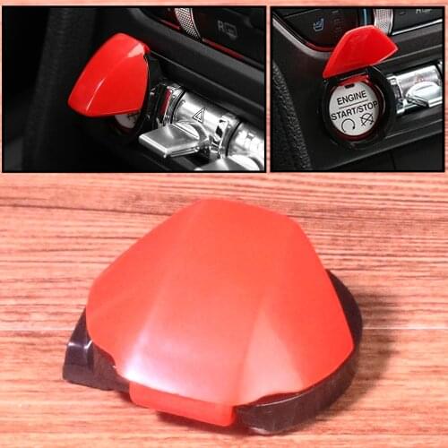 Red Car Interior Engine Start Stop ABS Push Button Switch Start Momentary Cover Cap Decals fit For Ford Mustang 2015 2016 2017