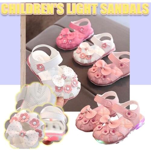 Summer Girls Sandals Baotou Small Flowers Casual Light Colored Princess Shoes Kids Sandals Girls Baby Shoes For Summer