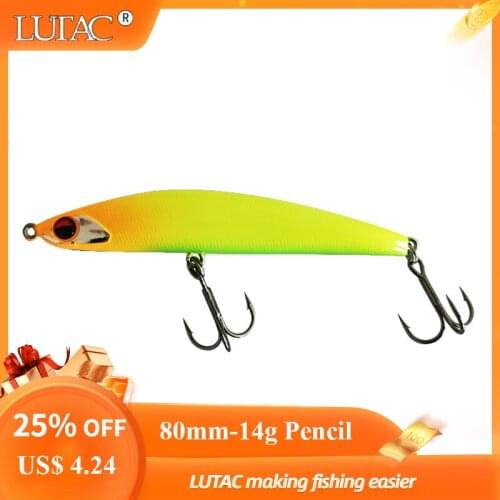 Lutac Pencil Fishing Lures Wobblers 80mm 14g Sinking Pesca BKK Jerkbait