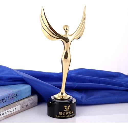 Angel Metal Trophy With a Crystal Base Engraved Logo Or Words For Dancing Contest Award Video Music Champions Award Cup