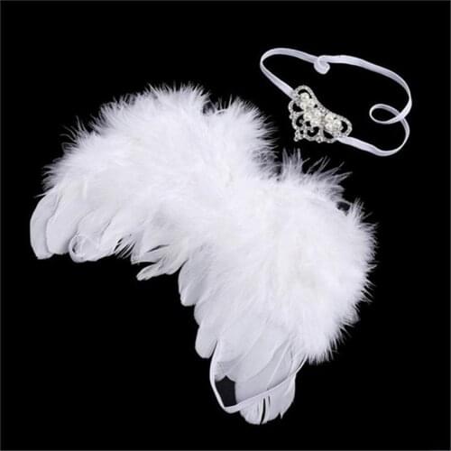 Baby Lovely girl Angel Wing Newborn Photography Prop Set kids Angel Fairy Feather Wing Set Elasticity Headband Photo Prop Flower