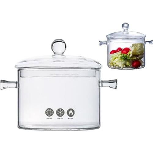 High Borosilicate Glass Bowl with Handle Pasta Bowls Heat-Resistant BPA Free Instant Noodle Pan Fruit Storage