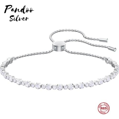 PANDOO Fashion Charm Pure 925 Silver Original 1:1 Copy, Subtle Elegant Simple Wild Bracelet Female Luxury Jewelry Gifts