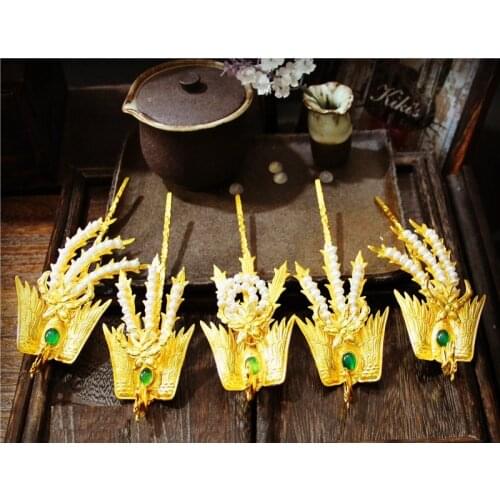 LYZ Qing Dynasty Phoenix Hair Jewelry Set Chinese Vintage Handcarving Hair Accessory for TV Play Story of Yanxi Palace