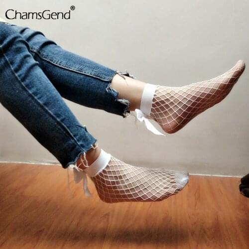 2021 New Bow Decoration Hollow Sock Women Ruffle Fishnet Ankle High Socks Mesh Lace Fish Net Short Socks Dropshipping