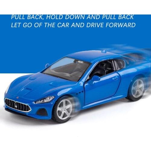 New Diecast 1:36 Miniature Scale 2021 Christmas Toys for Boy Maserati GT Alloy Car Model Metal Vehicles Children Gift Collection