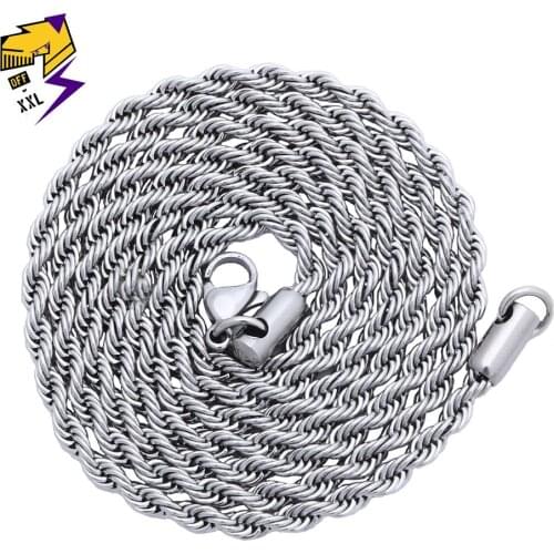 Trend Twisted Long Chains Necklaces Male Female Silver Color Stainless Steel Chain Necklace Charm Pendant Accessories Jewelry