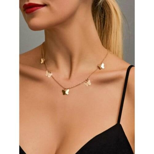 Necklace Temperament Butterfly Pendant Necklace Female Ins Cold Wind Forest Jewelry Chains Geometric Necklaces For Women Y2k