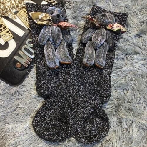 2020 Sale Christmas Socks Fashion Handmade Custom New Multicolor Cute Bear Doll Models Selling Short Tube Piles Of Bright