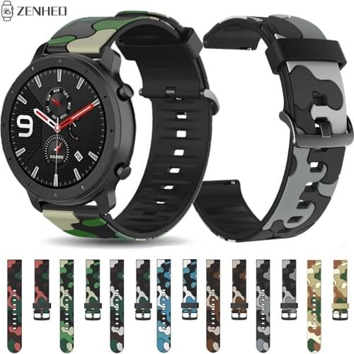 22mm Silicone Band Strap For Xiaomi Huami Amazfit GTR 47mm/Stratos 2 2S Camouflage Watchband For Samsung Galaxy Watch 46mm