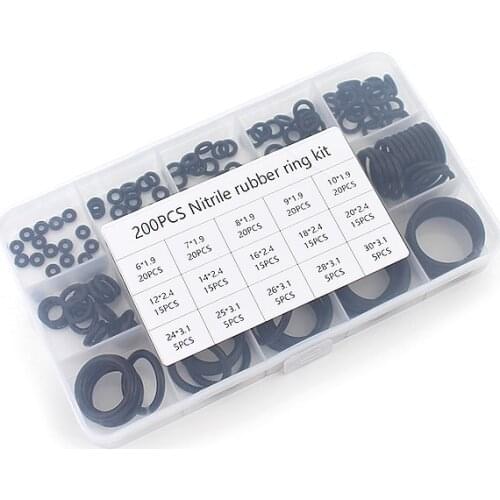 200Pcs Rubber O Ring,O-Ring Assortment Kit ,Washer Gasket Seal Silicone Oring Pack 15 Sizes,With Plastic Box Silicone Rubber Rin
