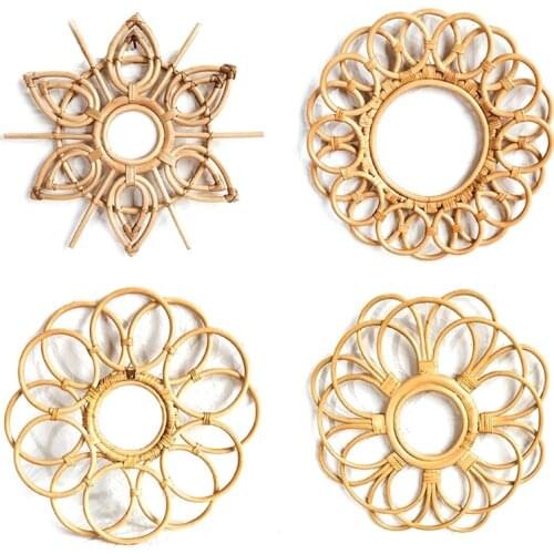 Rattan Art Decoration Flower Frame Makeup Mirror Dressing Wall Hanging Mirrors