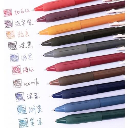 5pcs/Box Vintage Colored Gel Pens Press 0.5mm Fine Point Coloring Pen Student Reading Marker Stationery Supplies Journal Pens