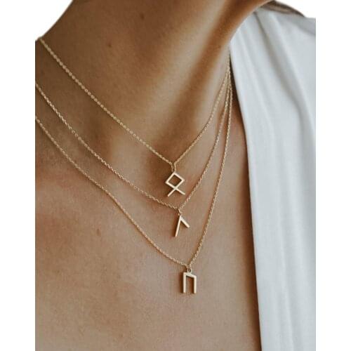 Rune women viking jewelry stainless steel gold with valknut gift bag