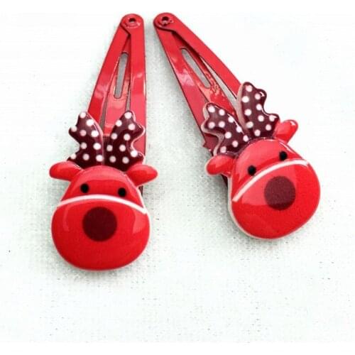 Random Color! 10Pcs Girls Hair Accessories Christmas Hairpin Xmas Bow Resin Cartoon Clip Santa Claus Barrette Flower Hair Clips