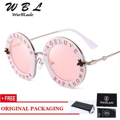 WarBLade Brand Letters Round Sunglasses Women Fashion Sun Glasses Men 2019 New Hot Oculos Unisex Eyewear UV400