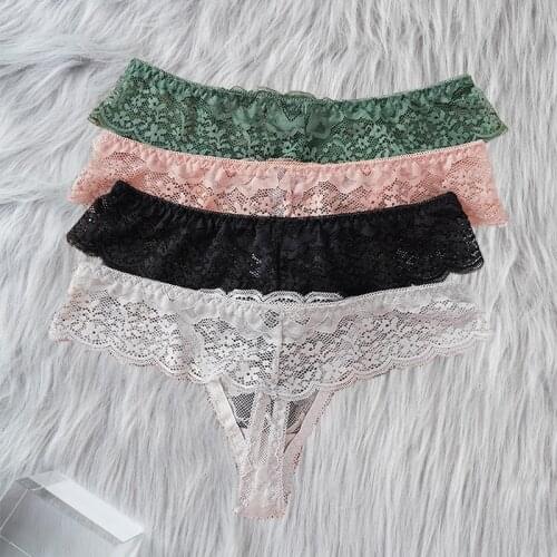 Hot Sale Lace Panties Women Sexy G String Thong Low-Waist Underwear Soft Breathable T-Back Transparent Knickers