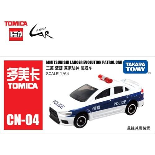 TAKATA TOMY TOMICA Diecast Alloy Car Model Boy Toys CN-04 Mitsubishi Lancer Evolution Patrol Car Collectibles