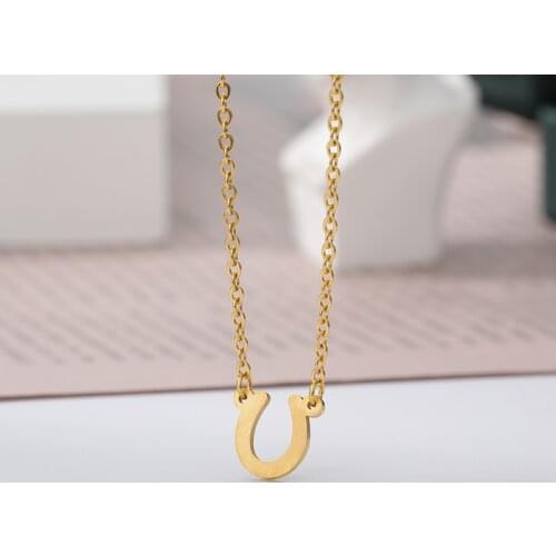 Lucky Horseshoe Pendant Necklace Women Men Vintage Jewelry Minimalist Stainless Steel Gold Color U Shaped Collier Femme 2020
