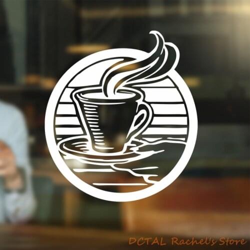 Steaming Coffee Shop Sticker Dining Room Kitchen Vinyl Wall For Window CAFE Decor