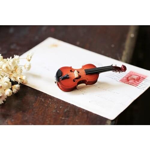 Vintage Arts and Crafts style Violin Wooden Brooch Fashion Unique Musical Instrument Pin Brooches Handmade Victorian