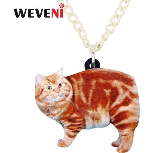 WEVENI Original Acrylic Fatty Cat Kitten Necklace Pendant Chain Choker Collar Animal Jewelry For Women Girls Hot Gift Dropship