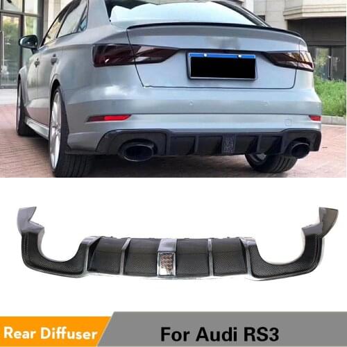 Rear Bumper Lip Spoiler For Audi RS3 Sedan 4-Door 2017 2018 Carbon Fiber Rear Diffuser Spoiler Bumper Guard Lip