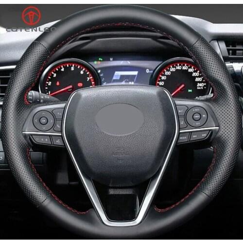 LQTENLEO Black Artificial Leather Car Steering Wheel Cover for Toyota Avalon Camry Crown 2018-2019 Corolla 2018-2020 RAV4 2019