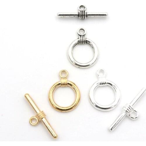 Mixed 10 Set Antique Silver Smooth Circle OT Clasp For Jewelry Making Bracelet Necklace Diy Accessories Needlework Wholesale