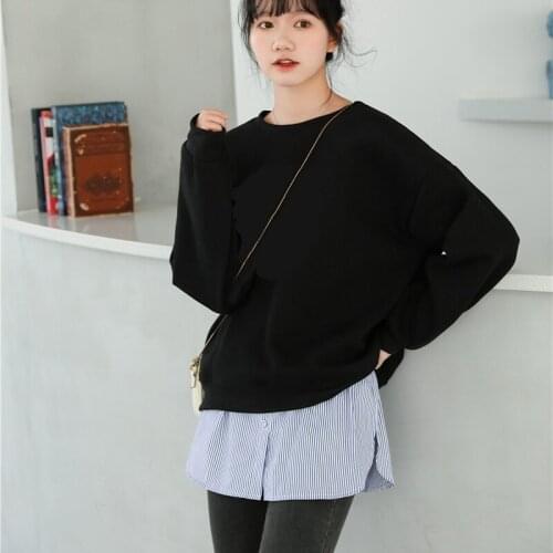 Blue Striped Fake Skirt Tail for Women Shirt Blouse Female A-Line False Underskirt Elastic Waist Detachable Apron