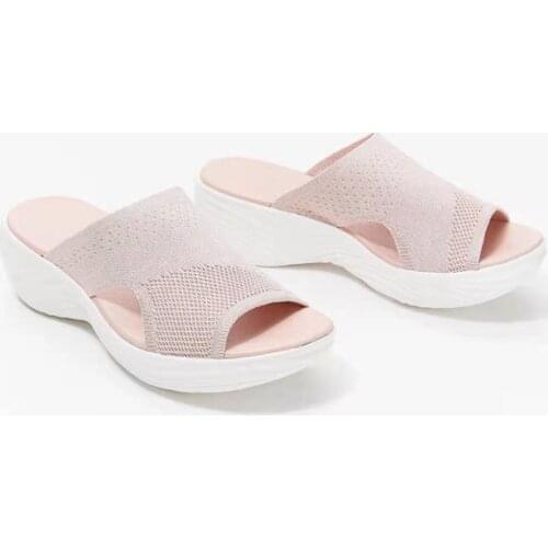 Womens Shoes Summer 2021 Plus Size Wedge Platform Sandals Soft Bottom Beach Muje Ladies Outdoor Light closed toe Flat Slippers