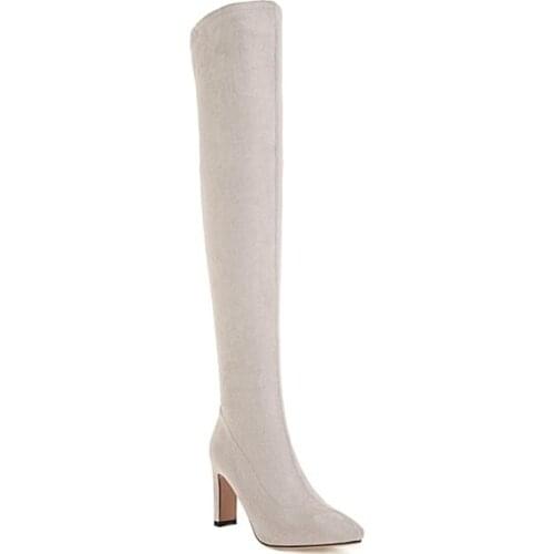 2021 Sexy Warm Elastic Force Over The Knee Women Platform Boots Gothic Thigh High Boots High Heels 9cm Pointed Toe Shoes 2186