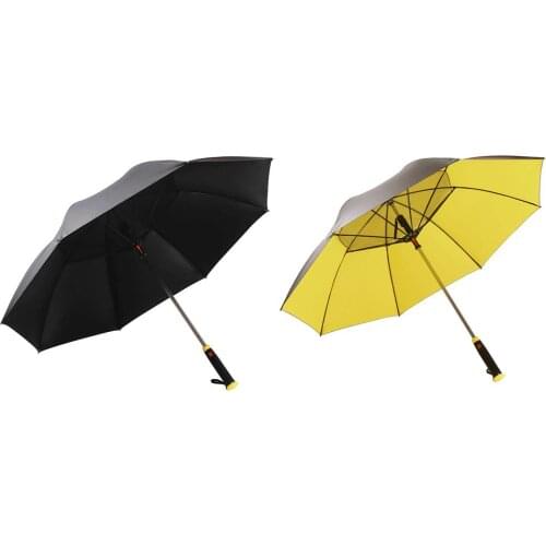 Automatic Open Umbrella ABS Plastic Front Handle Extra Large Oversize Windproof Waterproof Stick Umbrellas With Fan Black/Yellow