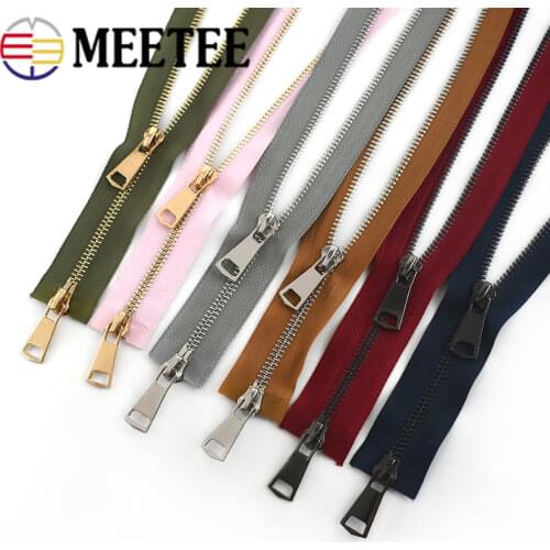 Meetee 120cm 5# Double Slider Zippers for Sewing Open-end Metal Zipper Jacket Zip DIY Down Jacket Clothing Coat Accessories A3-9