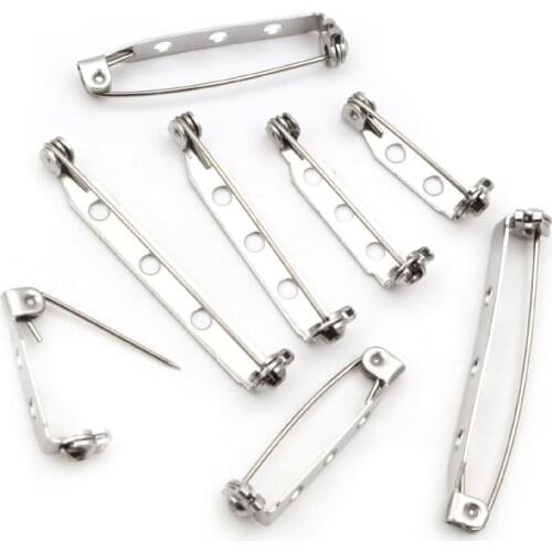 20pcs/lot 20 25 32 38mm 316 Stainless Steel Brooch Clip Pins Safety Brooch Settings Blank For DIY Jewelry Making Supplies