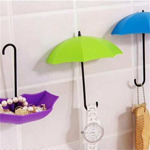 3Pcs/set Colorful Umbrella Wall Hook Key Hair Pin Holder Organizer Decorative Door Hook Towel Hanger Rails PC873428