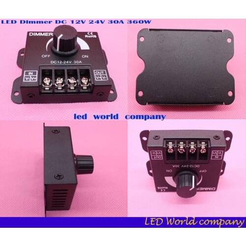 30A LED Dimmer DC 12V 24V 360W Adjustable Brightness Lamp Bulb Strip Driver Single Color Light Power Supply Controller 5050 3528