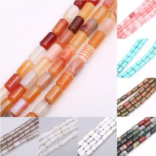 6*10mm Natural Stone Sandstone Topaz Agate Crystal Colorful Cylindrical Loose Bead for Bracelet Necklace New Jewelry Making DIY