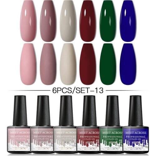 6pcs/set Pure Glitter Color Nail Gel Polish Set Matte Top Coat Soak Off Semi Permanant UV LED Nail Art Gel Polish Varnishes