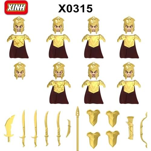 8pc KT1050 X0315 Soldiers Action Weapon Accessories Armor Cloak Shield Knives Sword Spears Bow Arrow Building Block Toy Kid