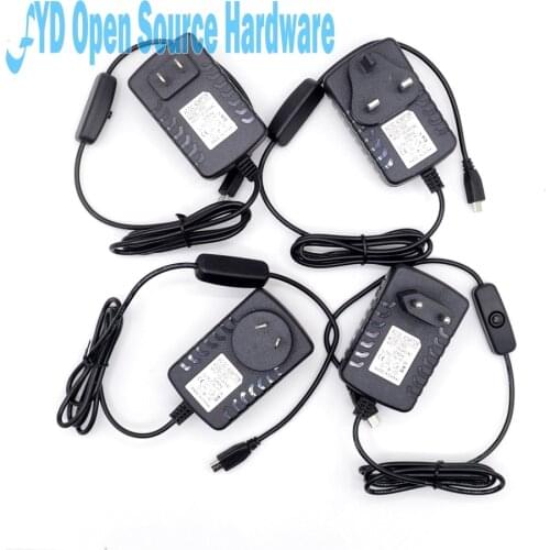 1pcs EU/AU/US/UK 5v 3a Micro Usb Ac/dc Power Adapter EU Plug Charger Supply 5V 3A For Raspberry Pi