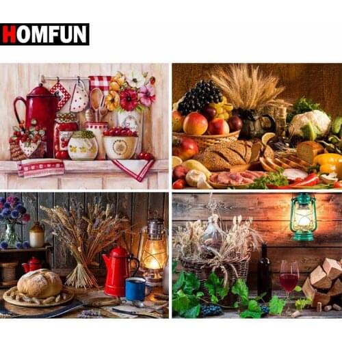HOMFUN Full Square/Round Drill 5D DIY Diamond Painting "Food landscape" Embroidery Cross Stitch 5D Home Decor Gift