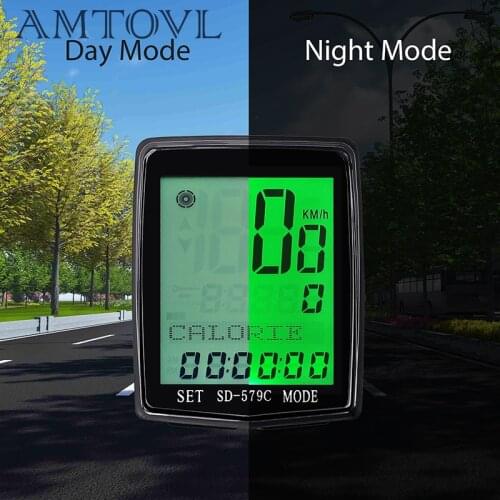 AMTOVL Digital LCD Bike Computer Speedometer Stopwatch Wireless Odometer Waterproof Road Cycling SPEED TIME Bicycle Accessories