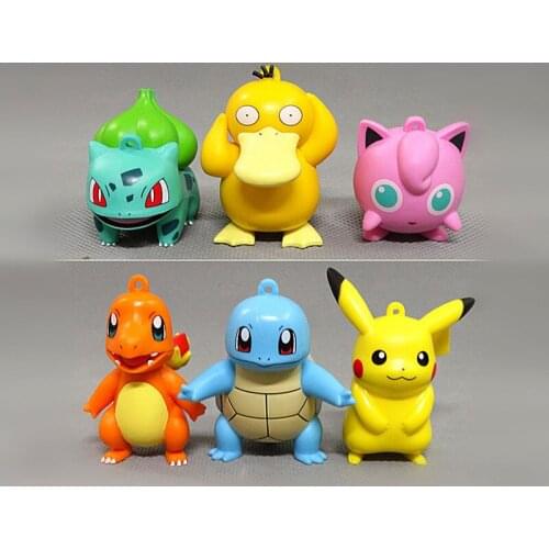 6Pcs/Set 4-6CM Pokemon Pikachu Anime Figures Charmander Psyduck Squirtle Jigglypuff Bulbasaur High Quality Toy Model Kids Gifts
