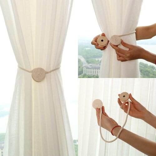 Environmental Protection Creative Curtain Buckle Screen Screen Magnetic Buckle Wooden Curtain Straps Tied Rope 1PCS