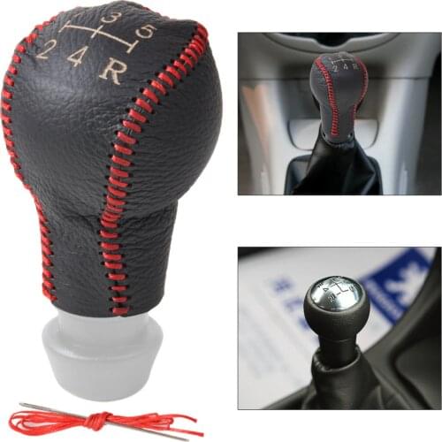 CITALL Leather 5-Speed Gear Shift Knob Cover for Peugeot 106 206 306 307 308 3008 406 605 Citroen Saxo C2 C4 C4 Picasso