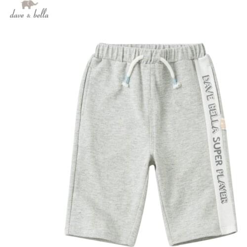 DBX17284 dave bella summer baby boys fashion letter pockets pants children calf length kids pants infant toddler trousers