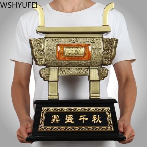 Chinese Style Imitate Bronze tripod Decoration resin Gifts Living Room Bedroom Study Creative Decoration Auspicious Crafts